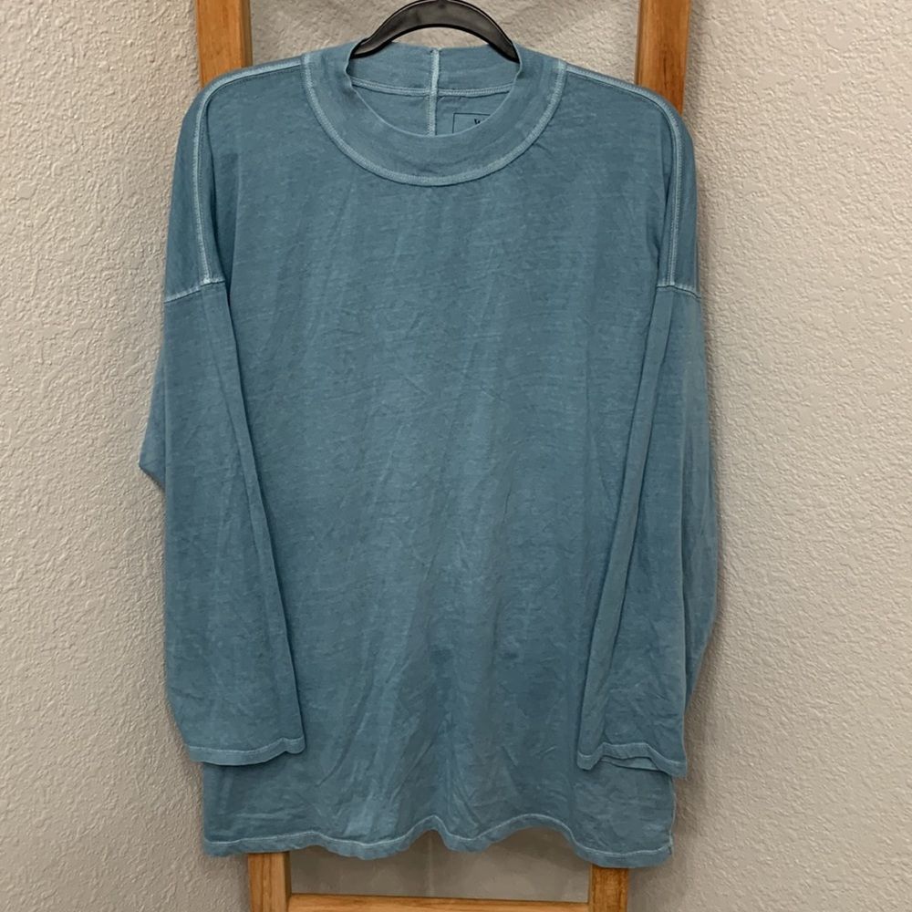 Free People Oversized Long Sleeve Crew Neck T Shirt Fleece